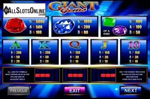 Screen2. Giant Gems from Betdigital