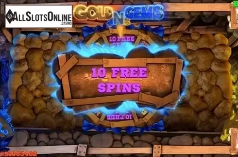 Free spins screen. Gold and Gems from Concept Gaming