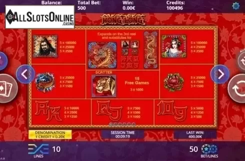 Paytable. Hong Long from DLV