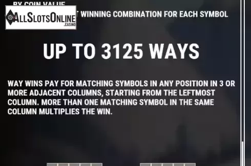 Paytable and win ways screen