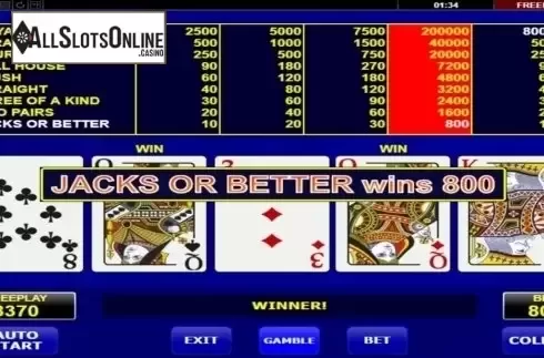 Game Screen. Jacks Or Better (Amatic) from Amatic Industries