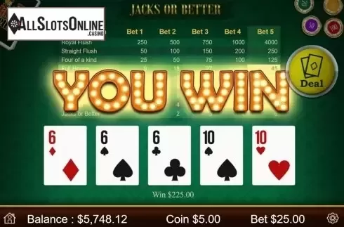 Win Screen. Jacks or Better (Mobilots) from Mobilots