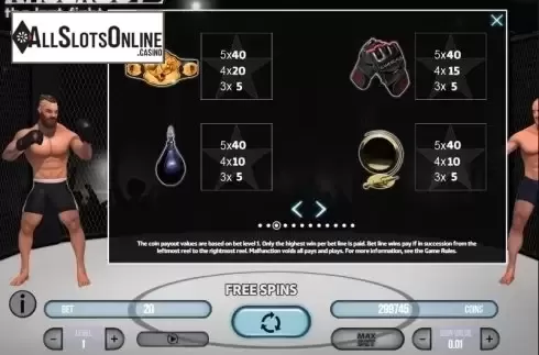 Paytable 3. Knockout: The Last Fight from Fugaso
