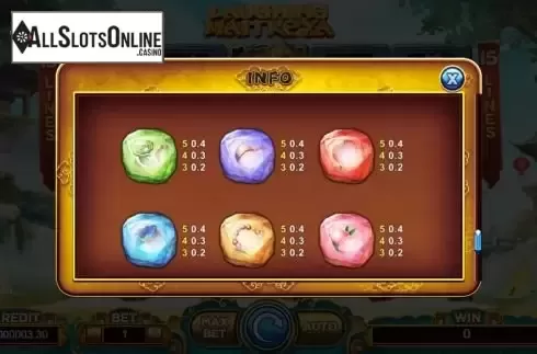 Bonus Paytable screen