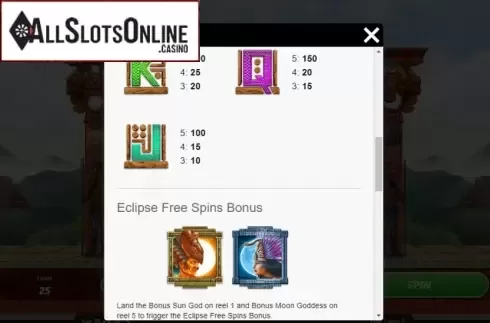 Symbols. Mayan Eclipse from Roxor Gaming
