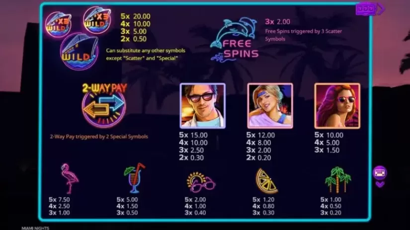 Miami Nights slot screenshot 3