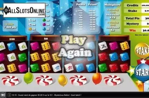 Win Screen 3. Mysterious Balloons Dice from GAMING1