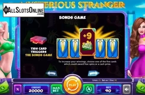 Paytable 2. Mysterious Stranger from X Card