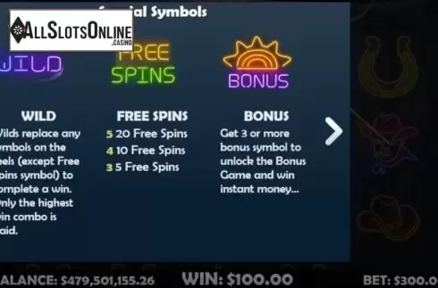 Special Symbols. Neon Cowboy from Mobilots