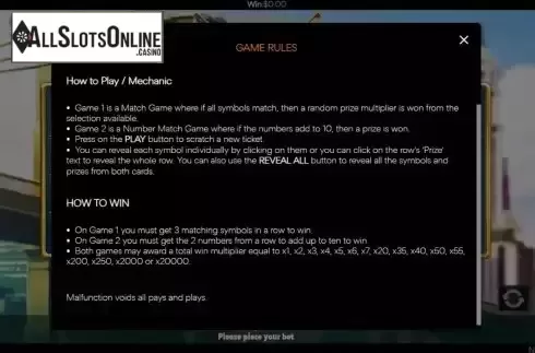 Game Rules screen 2
