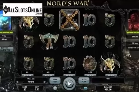 Attack screen. Nord's War from Booongo