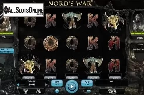 Reels screen. Nord's War from Booongo