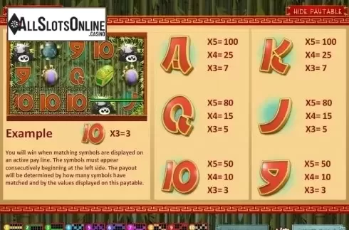 Paytable 1. Panda Party from Rival Gaming