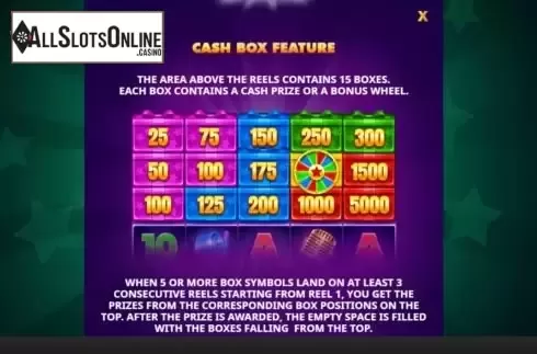 Cash Box Feature screen