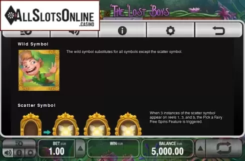 Paytable 3. Peter & the Lost Boys from Push Gaming