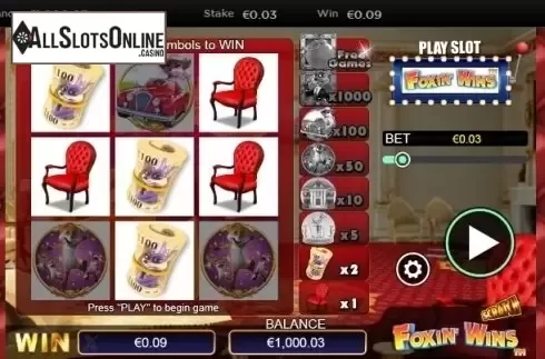 Reel screen. Scratch Foxin Wins from NextGen