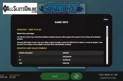 Info 1. Scratchy from Hacksaw Gaming