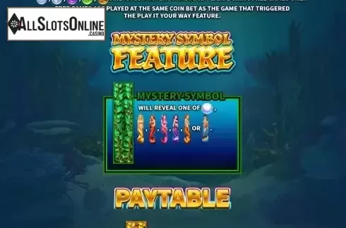 Mystery symbol feature screen