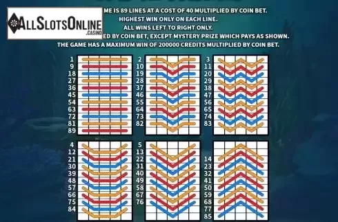Paylines screen