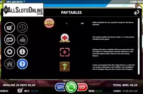 Special symbols screen