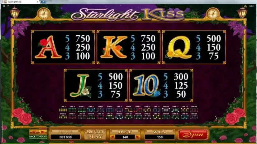 Starlight Kiss slot screenshot 2