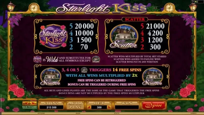 Starlight Kiss slot screenshot 3