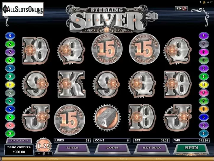 Screen9. Sterling Silver 3D/2D from Microgaming