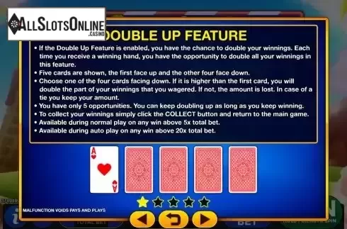 Double up feature screen
