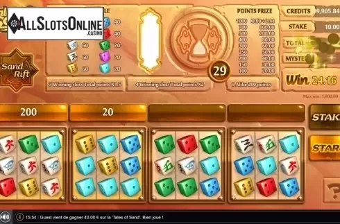 Win Screen 2. Tales of Sand Dice from GAMING1