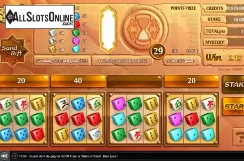 Win Screen 3. Tales of Sand Dice from GAMING1