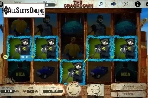 Win screen 2. The Crackdown from Booming Games