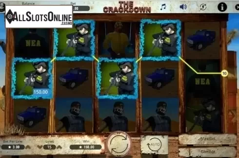 Win screen. The Crackdown from Booming Games