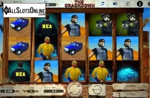 Reels screen. The Crackdown from Booming Games