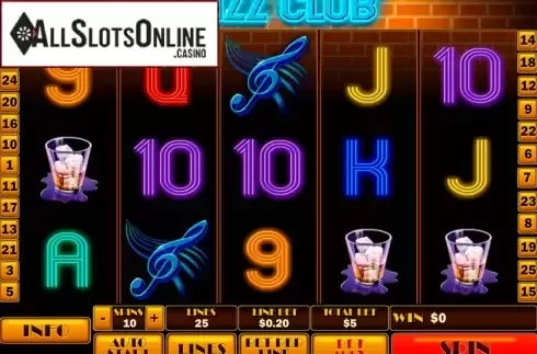 Reels screen. The Jazz Club from Playtech