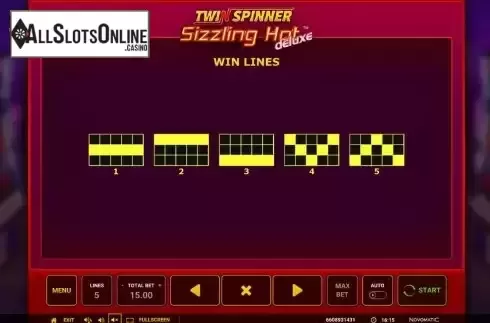 Paylines screen