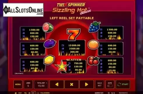 Paytable screen