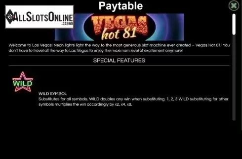 Screen5. Vegas Hot 81 from Wazdan