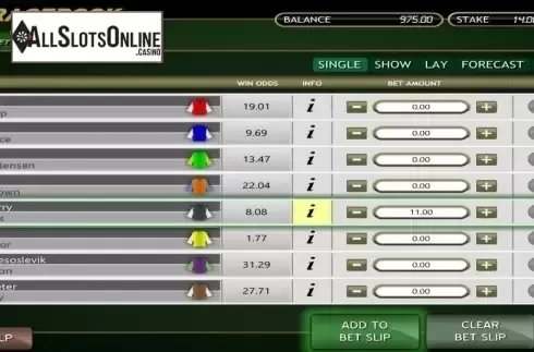 Game Screen. Virtual Racebook 3D from Betsoft