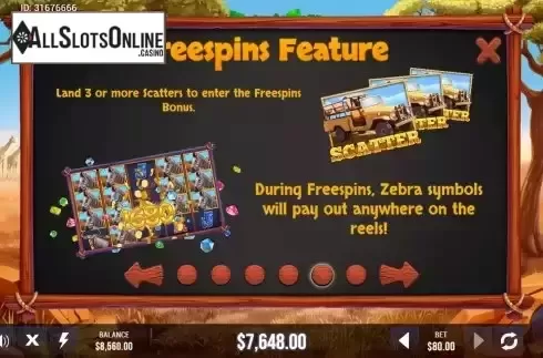 Free Spins feature screen