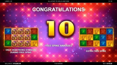 AllStar 7s Hold and Win slot screenshot 2