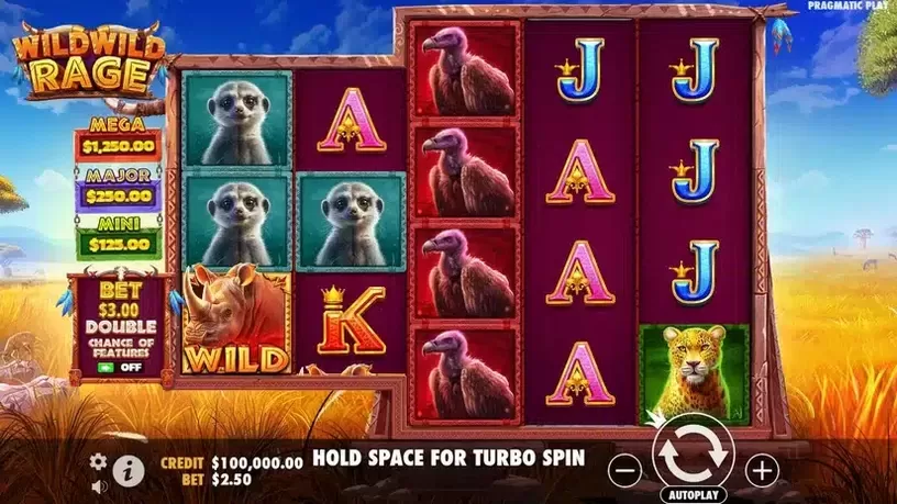 Wild Wild Rage slot screenshot 1