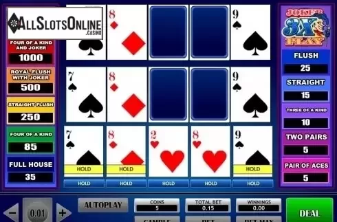 Game Screen. 3x Joker Play Poker from iSoftBet