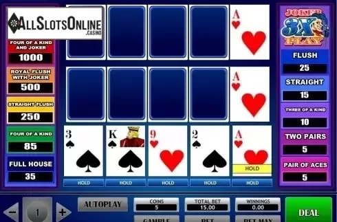 Game Screen. 3x Joker Play Poker from iSoftBet