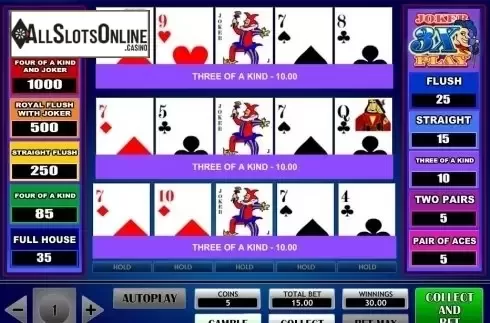 Game Screen. 3x Joker Play Poker from iSoftBet