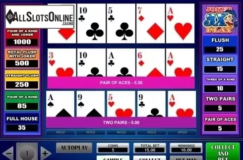 Game Screen. 3x Joker Play Poker from iSoftBet