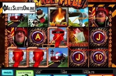 Win screen. 5-Reel Fire from MultiSlot