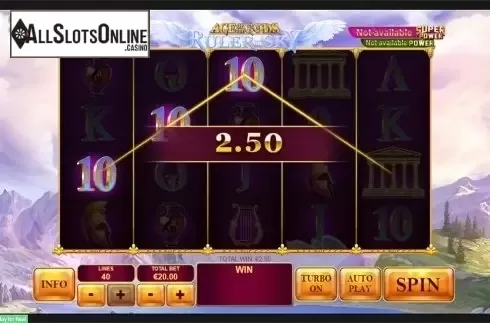 Win screen. Age of the Gods: Ruler of the Sky from Playtech Origins