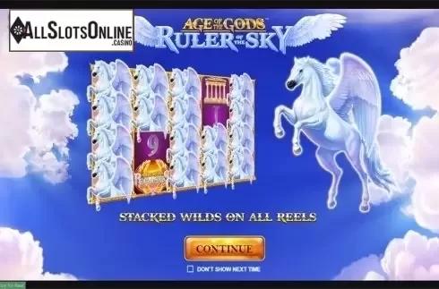 Intro screen. Age of the Gods: Ruler of the Sky from Playtech Origins