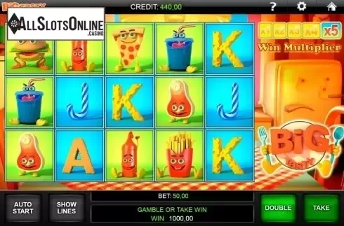 Multiplier x5 screen. Big Tasty from iGaming2go