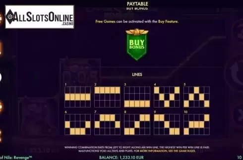 Paylines screen